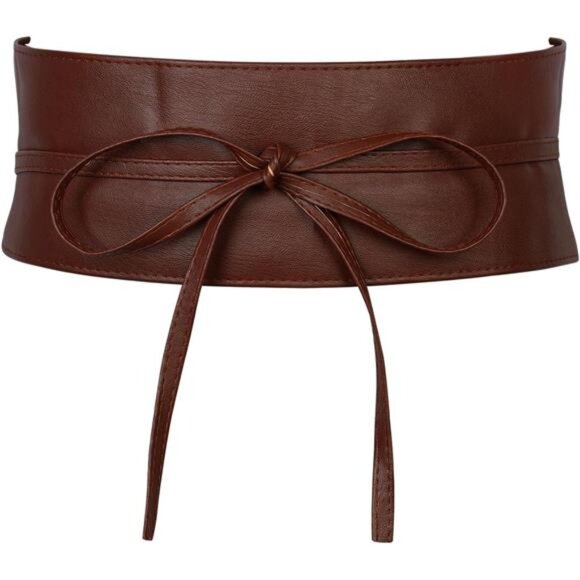 Wide Wrap Around Wristband Belt Coffee Brown - Picture 1 of 5